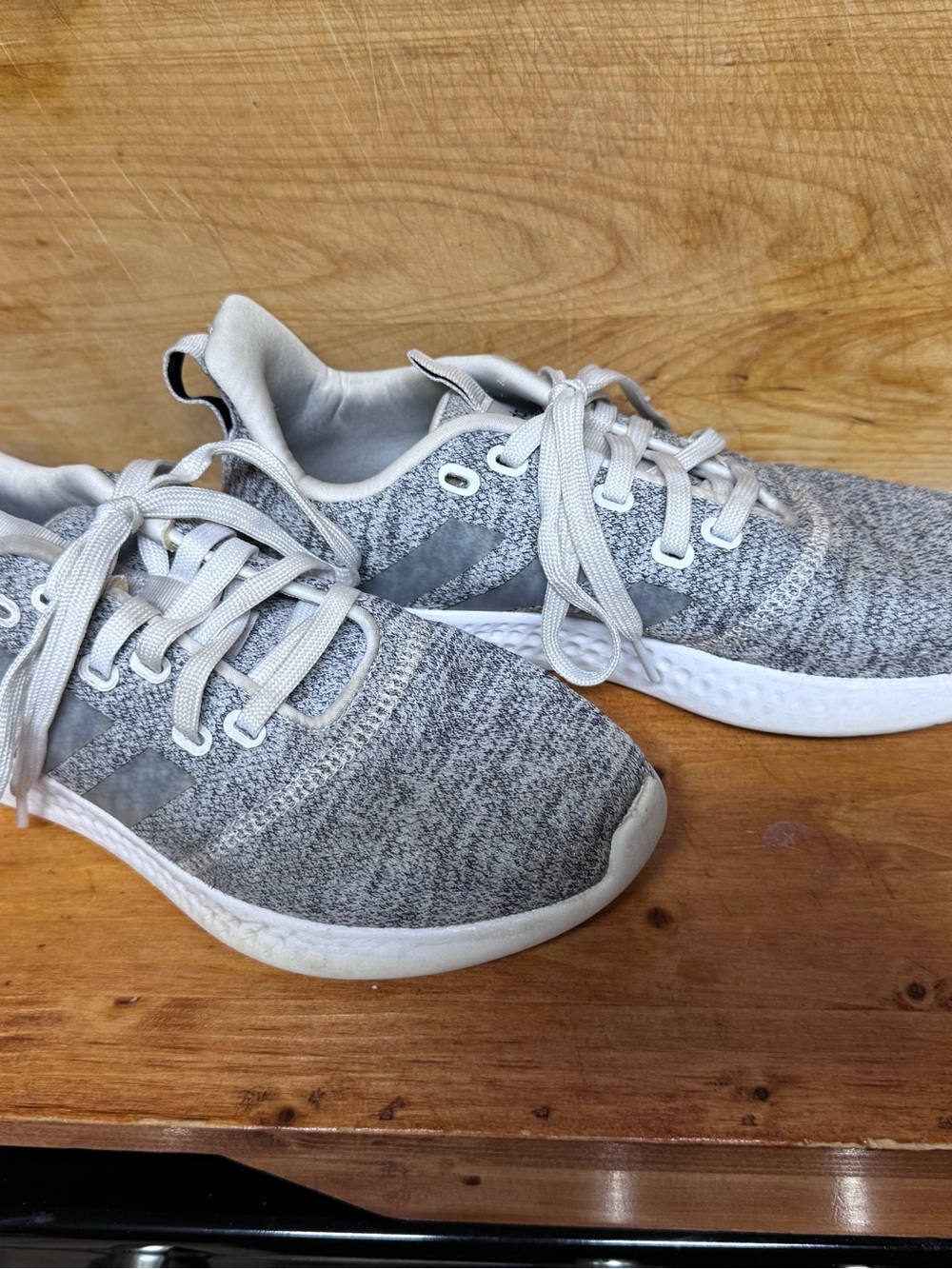 adidas Light Gray Knit Athletic Sneakers